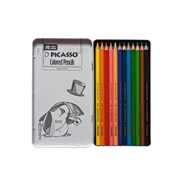 مداد رنگی 12رنگ پیکاسو فلزی تخت